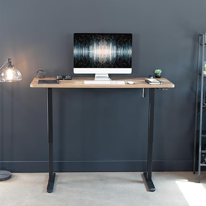 VIVO Electric 60 x 24 inch Stand Up Desk, Height Adjustable, Reclaimed Wood Top Black Frame, Home and Office Furniture Sets, DESK-KIT-B06P