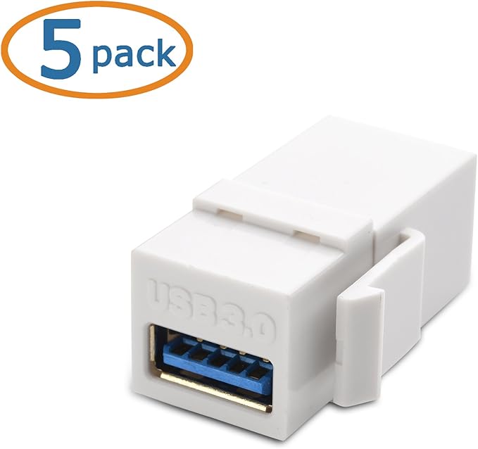 Cable Matters 5-Pack USB 3.0 Keystone Jack Inserts Gender Changer