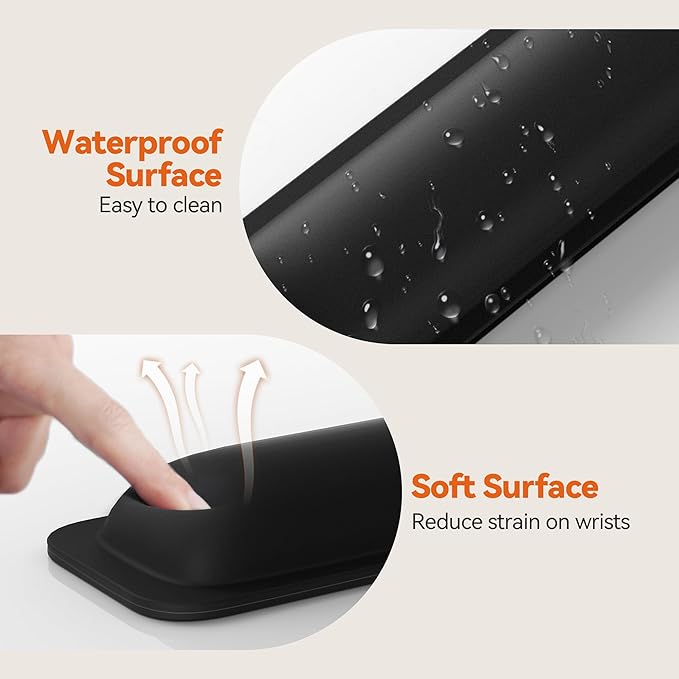 TECKNET Wrist Rest for Computer Keyboard, Thicken Memory Foam Wrist Support Pad for Keyboard, Ergonomic Palm Rest for Pain Relief, Anti-Slip Rubber Base, 17x3.3 in, 1 inch (25mm), Black