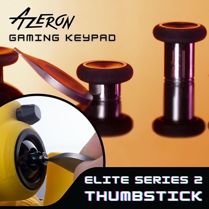 AZERON Keypad Bundle – Programmable One Handed Keypad - Hall Effect Elite Joystick and 30 Programmable Keys, Magnetic Stand and Grip Tapes (Black, Cyborg II Elite Bundle)