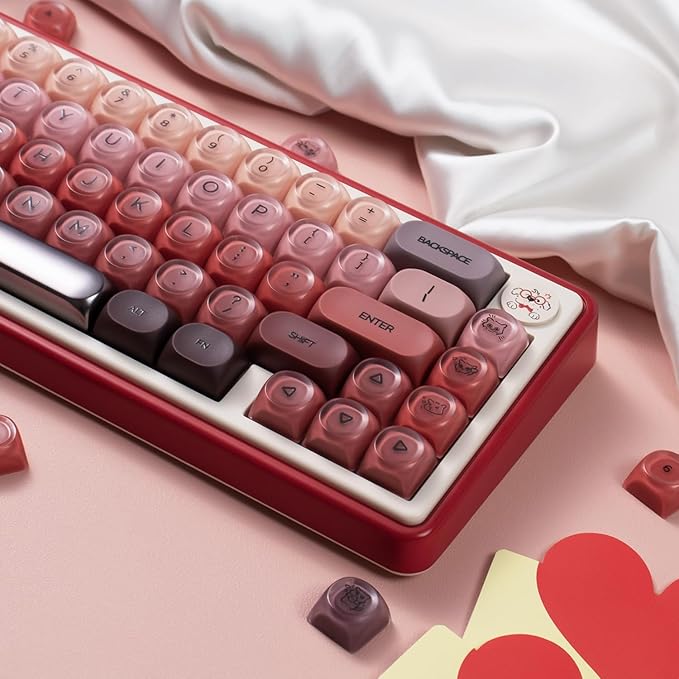Sumgsn 132 Keys PBT Jelly Keycaps MOA Profile Red Keycaps Comaptible with Wooting Keyboard 61/64/87/104/108 Cherry Mx Switches Mechanical Keyboards