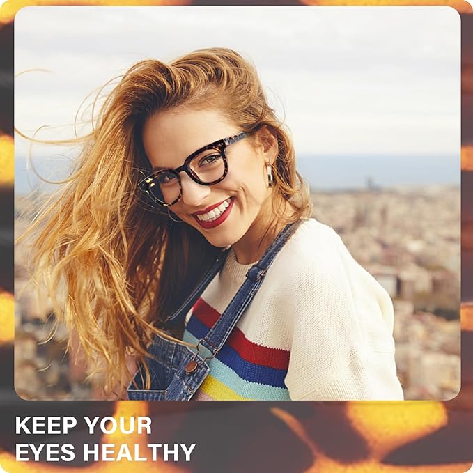 OPTOFENDY Oversized Blue Light Blocking Glasses for Women, Fashion Square Computer Eyeglasses