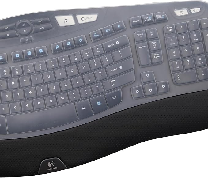 MUBUY Keyboard Cover for Logitech K350 Wireless Wave Keyboard & MK570 MK550 Wireless Wave, & K350 MK550 MK570 Keyboard Accessories Protective Skin-Clear
