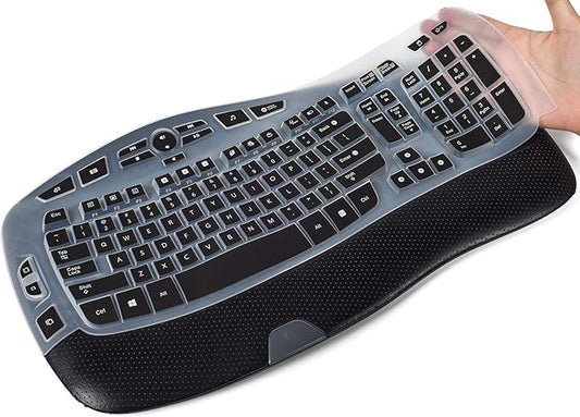 CaseBuy Keyboard Cover Compatible with Logitech K350 MK550 MK570 Wireless Wave Keyboard Accessories, K350 MK550 Keyboard Silicon Protector Skin, Black