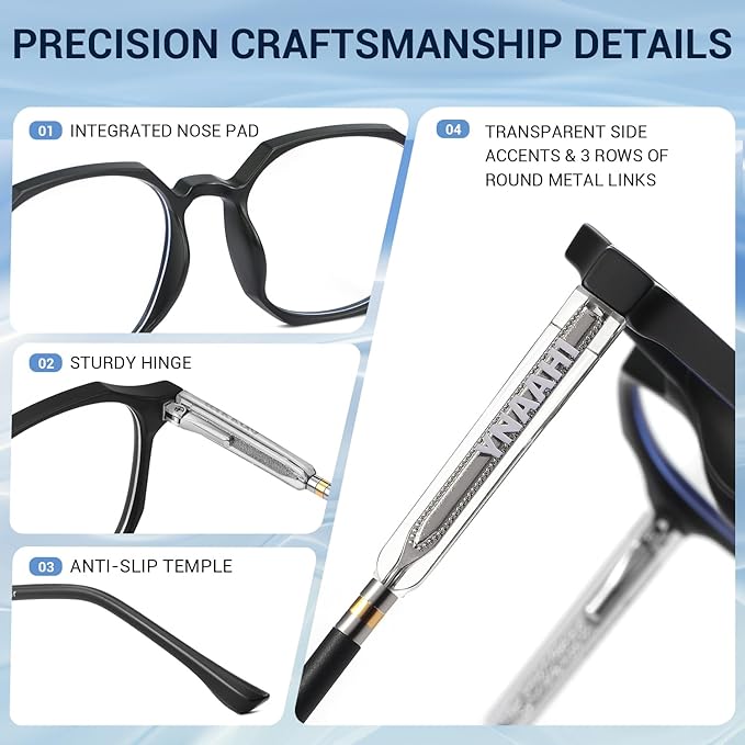 Blue Light Glasses for Men Women, 99% Blue Light Blocker, UV Protection. Ideal for Computer Use, Gaming, Reading.
