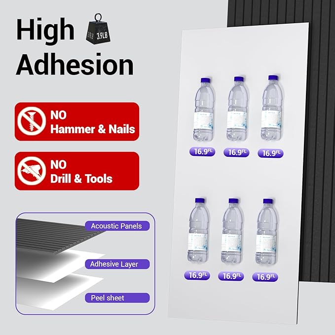 10 Pack Acoustic Panels,48"*24"*0.47"Self-Adhesive Soundproof Wall Panels,High Density Sound Proof panels for Walls, Office, Reccording Studio, Home,Ceiling-Black