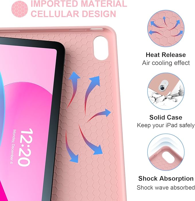 for iPad 10th/11th(A16) Generation Case with Keyboard 2022/2025, 10.9 Inch Magnetic Detachable Bluetooth Keyboard Folio Cover, Soft Silicone Lining & Built-in Apple Pencil Holder, Pink