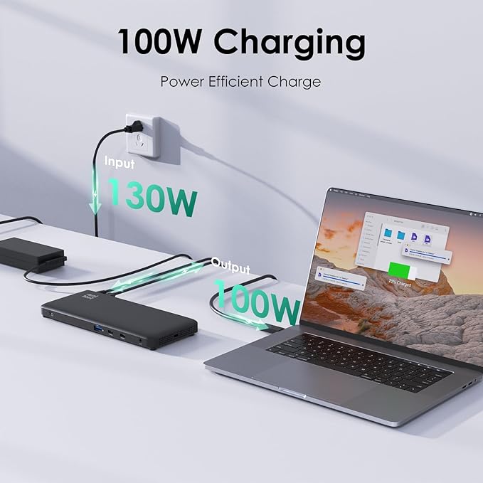 Minthouz 12-in-1 Docking Station Triple Display, 4K@144Hz/8K@30Hz, 2X HDMI + 1x DisplayPort, 100W PD, 10Gbps USB-C, 1Gbps Ethernet, for Windows/Mac/Chrome