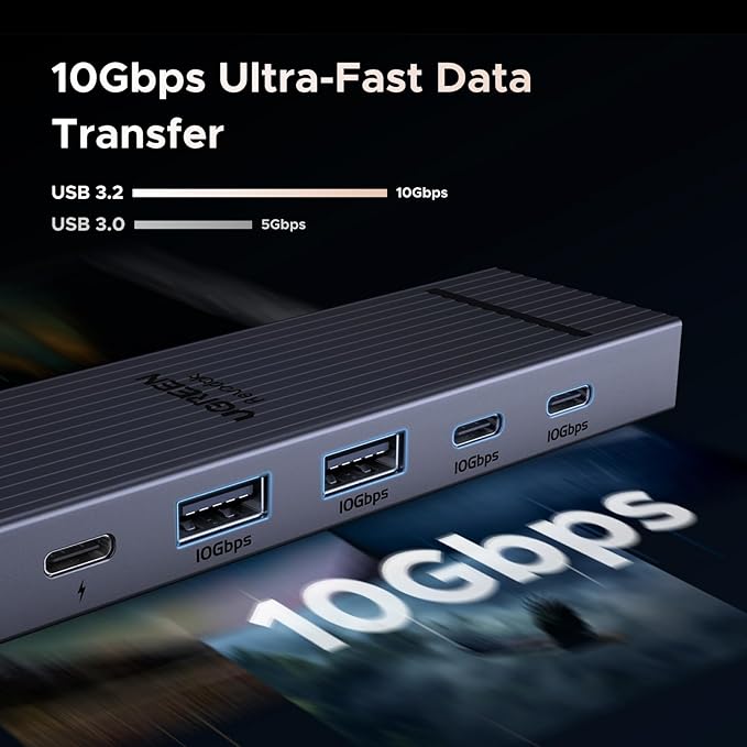 UGREEN Revodok Pro USB-C Hub 6 in 1 10Gbps 4K 60Hz HDMI, 100W Power Delivery for MacBook Pro/Air, iPad Pro, Thinkpad Rog Ally and More.