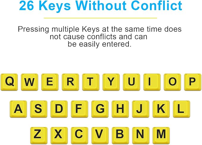 Large Print Computer Keyboard, Wired USB High Contrast Keyboard with Oversized Print Letters for Visually Impaired Low Vision Individuals (Yellow+Black)