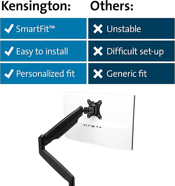 Kensington SmartFit One-Touch Height Adjustable Single Monitor Arm - Black (K59600WW)