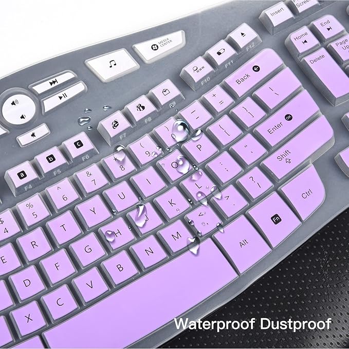 CaseBuy Keyboard Cover for Logitech K350, MK550, MK570 Wireless Wave Keyboards - Ultra Thin Protector, Ombre Purple