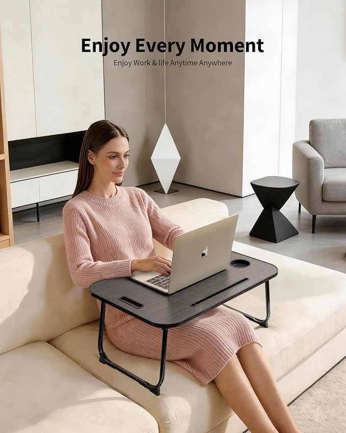Ruxury Folding Lap Desk Bed Desk Laptop Table Tray, Breakfast Serving Tray, Portable & Lightweight Mini Table for Sofa Couch Floor - Black