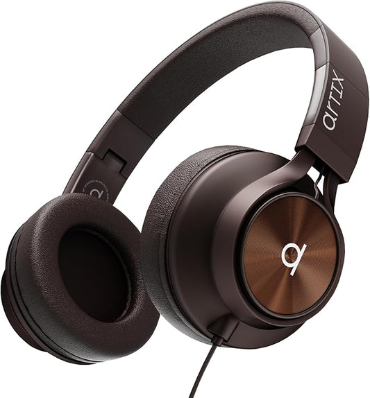 ARTIX Over Ear Headphones Wired with Microphone and Volume Control, Foldable Noise Isolating Headset with Deep Bass for School, Laptop, Computer, Chromebook, Tablet, Travel (3.5mm Jack)