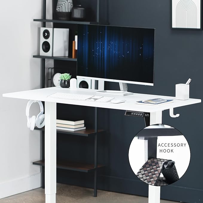 VIVO Electric 44 x 24 in Standing Desk, Memory Height Adjustment, White Top White Frame, DESK-E144W