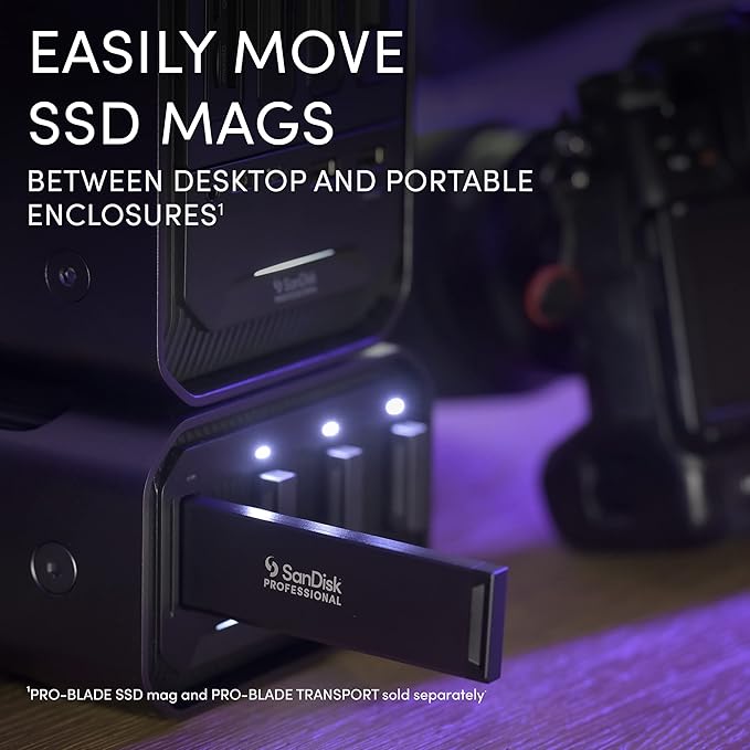 SanDisk Professional 0TB PRO-Blade Station - Powerful 4-Bay PRO-Blade SSD Mag Enclosure; Thunderbolt 3 and USB-C; Up to 3000MB/s Read - SDPM34F-0000-GBABD