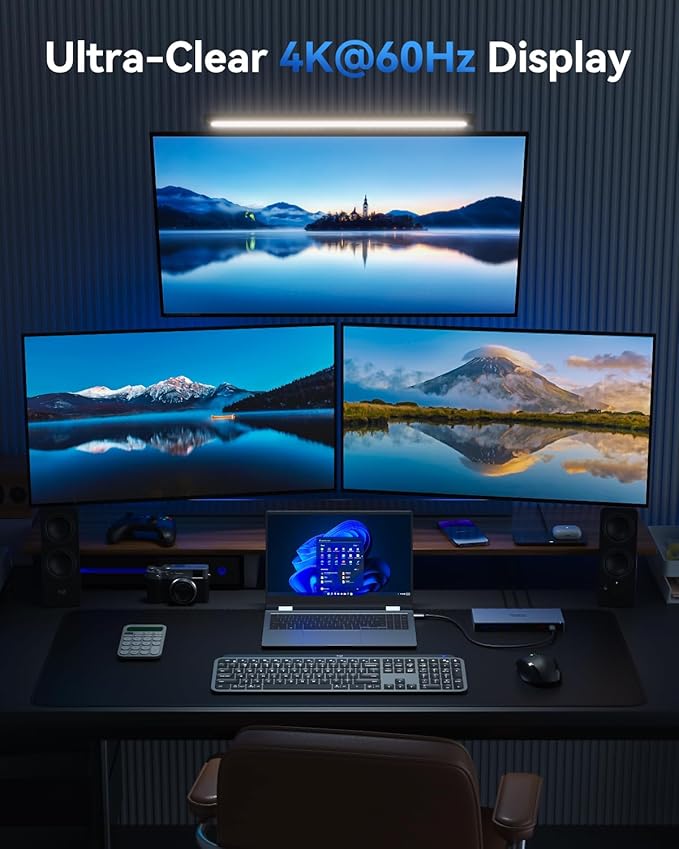 Selore Docking Station 3 Monitor, USB C Laptop Hub with Dual 4K HDMI and Displayport, 10Gbps USB-A/C Data Transfer, 100W PD, Ethernet, Audio, SD/microSD Slot, USB C Dock for Dell XPS/HP/Lenovo