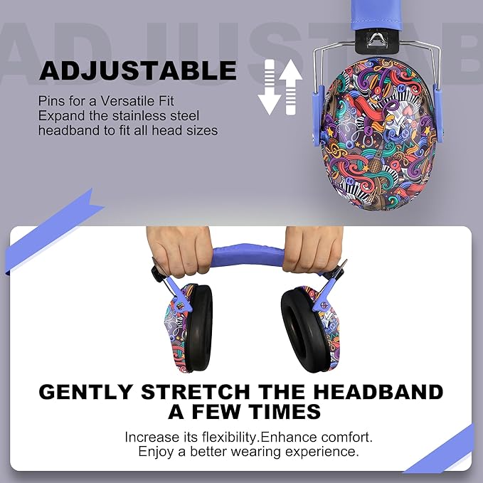 PROHEAR ROHEAR 032 Kids Ear Protection Safety Muffs, NRR 25dB Noise Blocking Earmuffs for Monster Trucks, Autism, Studying, Protective Ear Defenders for Toddler Children Teens - SYMBOL MUSIC