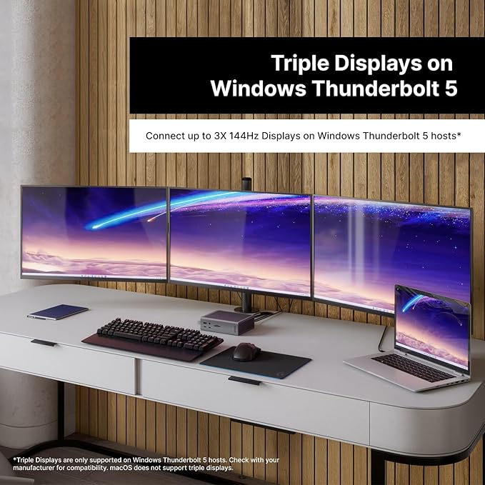 CalDigit TS5 Plus - Thunderbolt 5 Dock - 20 Port,10GbE, 140W Dedicated Host Charging, Thunderbolt 5 x3, USB 10Gb/s x10, Dual USB Controllers, Up to Dual 8K 60Hz Displays, 1.0m Braided Cable, 330W PSU