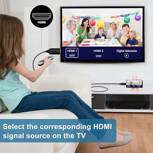 HDMI Cable for iPhone 6.6ft, Upgraded 1080P HDTV HDMI Cable Adapter Connector, Digital AV Video Sync Screen Compatible Converter for iPhone/i-Pad Devices(6.6ft, Grey)