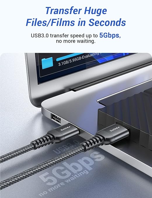 AINOPE USB to USB Cable, USB 3.0 A to A Male to Male Cable [Never Rupture] Double End Type A Cord Compatible with Hard Drive Enclosures, KVM, DVD Player, TV, Laptop Cooler,3.3Ft/Black, 1 Pack