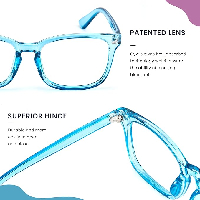 Cyxus Blue Light Glasses Men Women Reduce Eye Strain UV Blocking for Office Work Computer Screen 8082