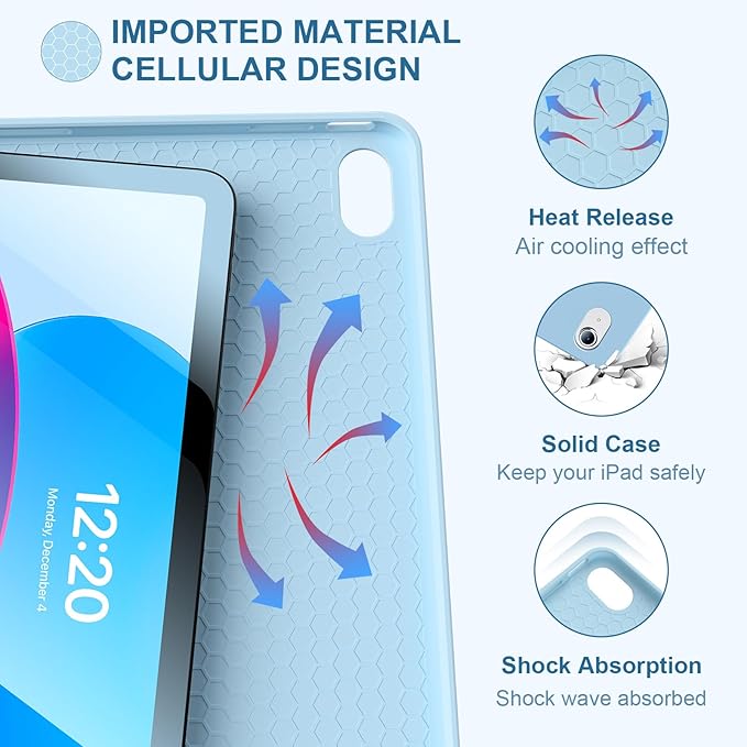 for iPad 11th 10th Generation Case with Keyboard, 10.9 Inch 7Color Backlit Detachable Wireless BT Keyboard Folio Protective Case with Pen Holder for New iPad 10th Generation 2022 (Blue)