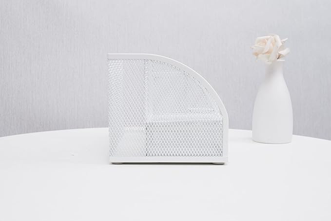 Annova Mesh Desk Organizer Office with 7 Compartments + Drawer/Desk Tidy Candy/Pen Holder/Multifunctional Organizer (White)