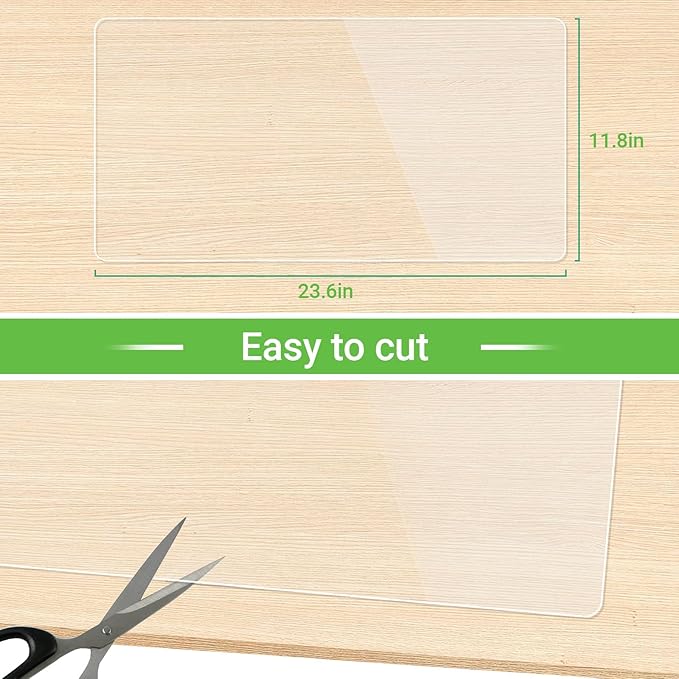 Clear Desk Mat Pad, Safe Round Edge, Water and Oil-Proof Durable, Clear Desk Protector mat for Home and Office(23.6 x 11.8 inches)