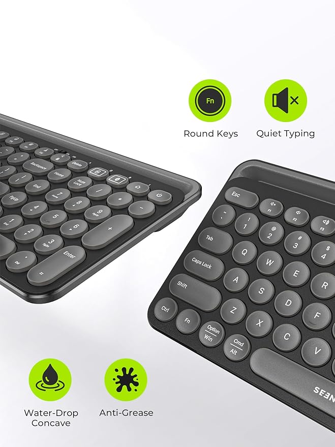 seenda Bluetooth Keyboard and Mouse for iPad, CTU-301 Wireless Multi-Device Connection Bluetooth+2.4G Keyboard Mouse Combo with Tablet Holder for iPad/MacBook/Windows, iOS/Andriod/Phone, Black
