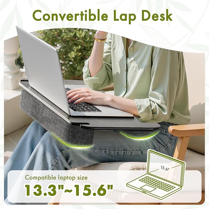 Amazer Standing Desk Converter, 22 inch Bamboo Small Sit Stand Up Desk Riser with Lap Desk Computer Desktop Desk Converter for Monitor and Laptop with Keyboard Tray, Black
