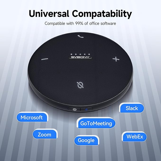 SVBONY Omni2 Conference Speaker and Microphone with 3A+AI Noise Reduction,4 Voice Enhancement Microphones for Clear Audio Output and Input, Portable Speakerphone, 8 Hours Battery Life for Home Office