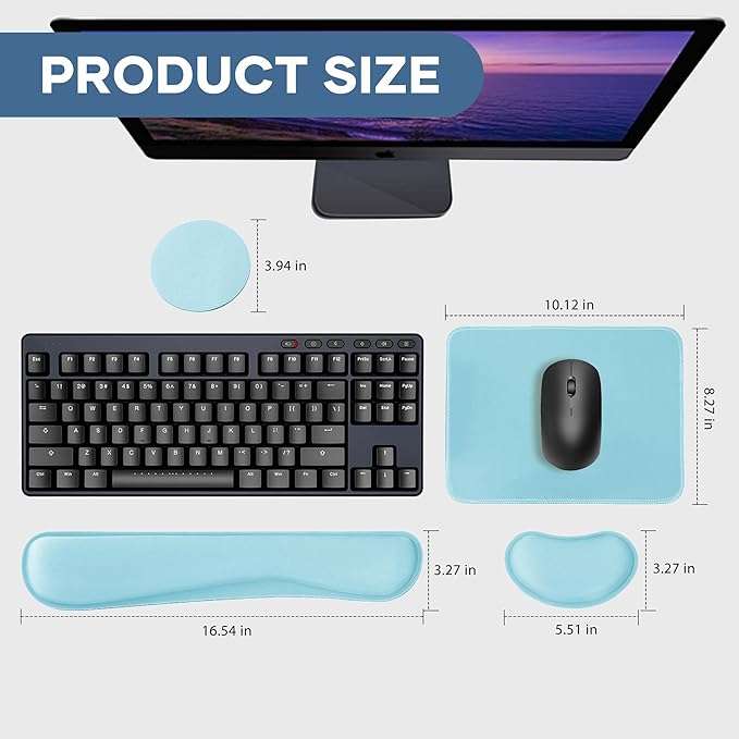 Office Ergonomic Memory Foam Computer Mouse and Keyboard Wrist Rest pad Support Carpal Tunnel, Wrist Rest for Keyboard and Mouse, Wrist Support Set