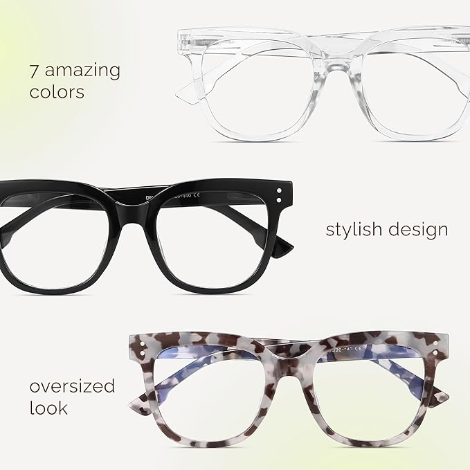 miyya Blue Light Glasses for Women & Men – Oversized UV & Blue Light Blocker Chunky Frames, Stylish Eyewear Accessories