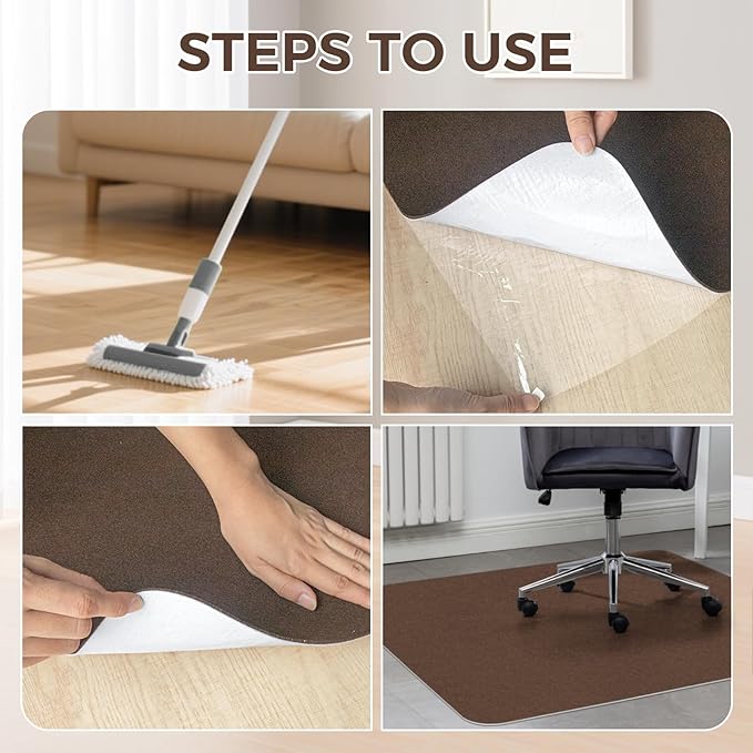 Office Chair Mat,Hard Floor Chair Mat Suitable for Hardwood and Tile Floors,Large Non-Slip Floor Protection Mat,Does Not Pill,Coffee(48"x60")