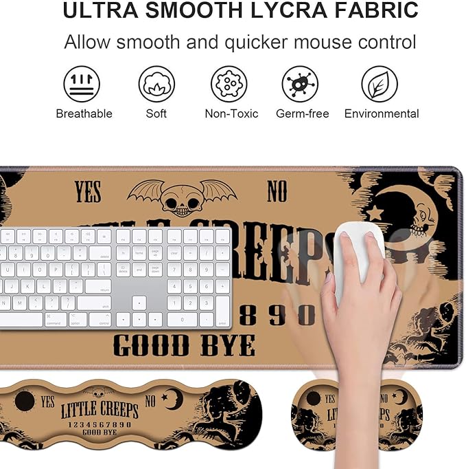 Ergonomic Keyboard Wrist Rest & Mouse Pad Wrist Rest Set, Large XXL Gaming Desk Mat 31.5"x 11.8" with Non-Slip Base, Memory Foam, Easy Typing Pain Relief for Home & Office, Ouija Board