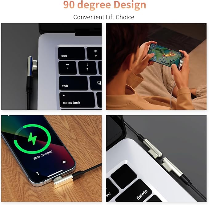 240W USB-C Adapter - 90 Degree Magnetic USB Extender with 2 Connector Tips, USB4 40Gbps 8K 60Hz Compatible with Thunderbolt 3/4 MacBook Pro/Air Laptop PC