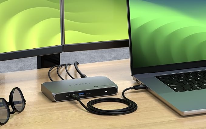 Satechi Thunderbolt 4 Dock Slim Hub Pro, USB C 100W Charging, Single 8K or Dual 4K Display, 4 Thunderbolt 4 Ports, USB 3.2 Gen2, for Mac/Windows, MacBook Air/Pro M5/M4, Dell, Surface, Lenovo