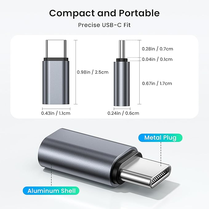 RUXELY USB Type C Extender Adapter 3Pack,PD 100W 40Gbps USBC Male to Female Extension Converter,Thunderbolt 4 3 Extended Connector for iPhone 17e 17Pro Max,Otterbox Case,MacBook Pro,Samsung S26
