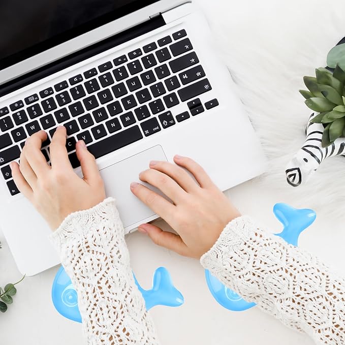 Gel Wrist Rest for Keyboard and Mouse Transparent Blue Whale Elbow Pad Cushion Ergonomic Cute Clear Cool Mouse Wrist Pad Silicone Non-Slip Support for Computer Gaming Home Office Men Hand Pillow