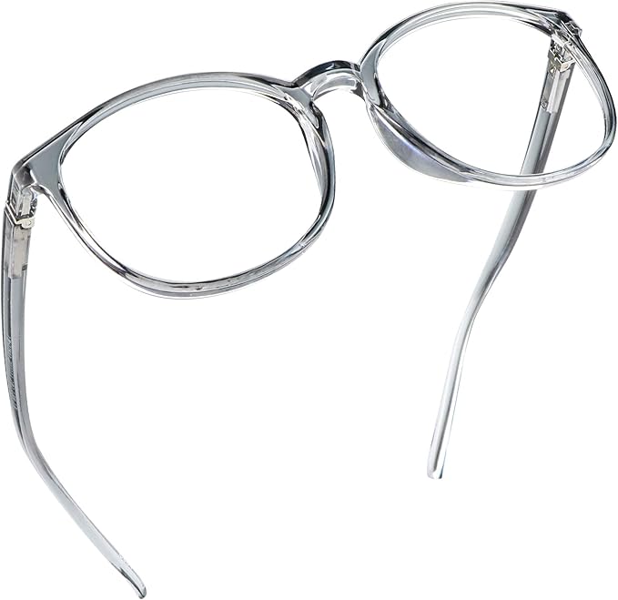 LifeArt Round Blue Light Blocking Glasses, Computer Glasses, Gaming Glasses, TV Glasses for Women Men (Clear Gray, 2.50 Magnification)