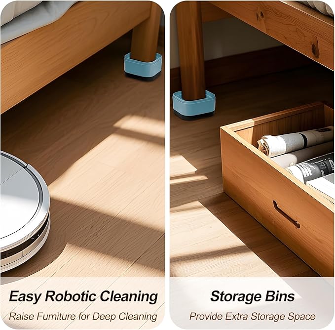 4 Pack Furniture Risers, Adjustable Bed Risers Heavy Duty Stackable Bed Raisers for Table Desk Couch Chair Sofa Cabinet Bed Legs Lift Height 1"