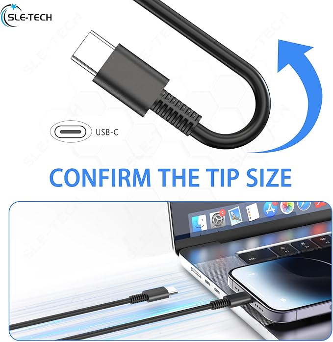 SLE-TECH 65W USB C Laptop Charger Compatible with Lenovo ThinkPad X1 Carbon Gen 6 7 8 9,T14 T15 E14 E15 L13,Yoga 7i 9i C740 C930 C940,Chromebook 100e 300e 500e c330 s330,Type C AC Adapter Power Cord