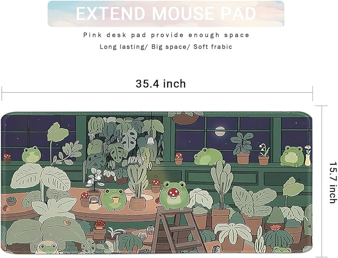 Cute Large Mouse Pad, Kawaii Extended Mouse Pad Desk Pad Easy Typing for Typing Office Game 31.5 x11.8 in - Kawaii Frog
