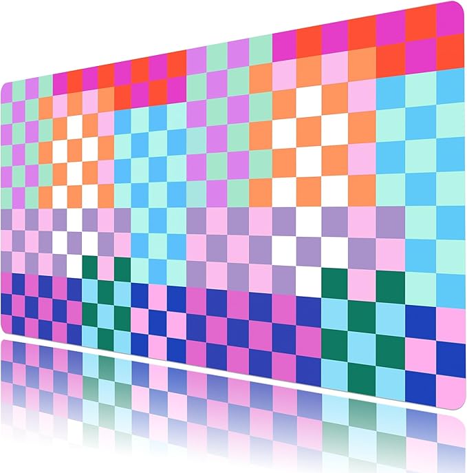 EOBTAIN Colorful Large Mouse Pad Checkered Desk Mat for Keyboard and Mouse, XXL Gaming Mousepad Extended Smooth Non-Slip Rubber Mouse Mat Cute Desk Accessories for Office Home,31.5x15.7 Inch