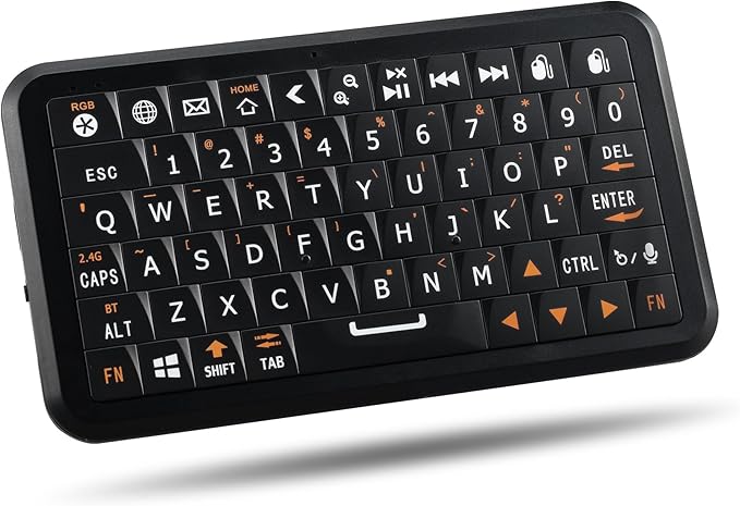 Mini Keyboard with Dual-Mode 2.4G/Bluetooth Wireless Keyboard, Ultra-Slim and Portable,Air Mouse Gestures,RGB Backlit,Compatible with Smart TVs/PCs/Tablets/Phones (iOS/Android/Win/Mac)