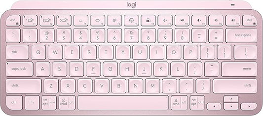 Logitech MX Keys Mini Minimalist Wireless Illuminated Keyboard, Compact, Bluetooth, Backlit, USB-C, Compatible with Apple macOS, iOS, Windows, Linux, Android, Metal Build - Rose