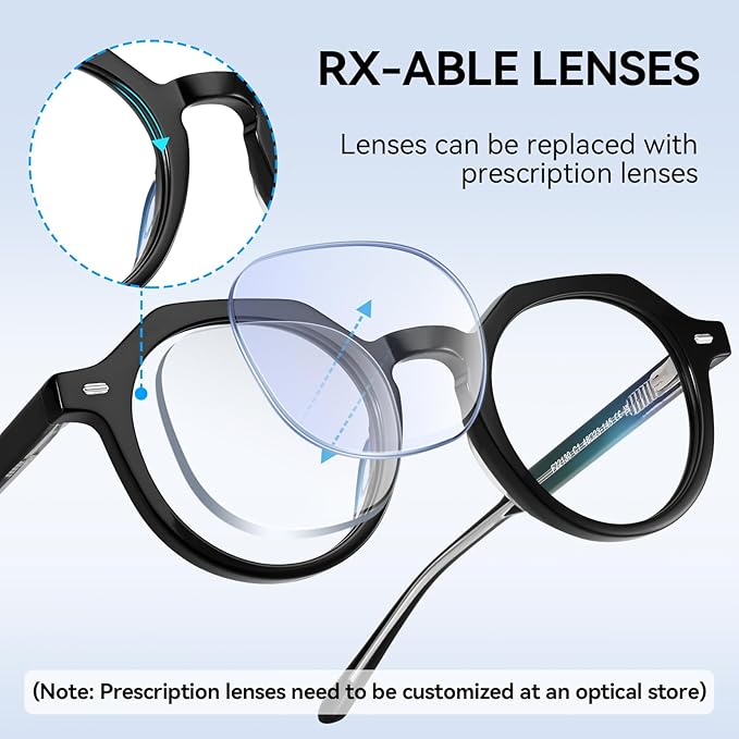 Dollger Blue Light Blocking Glasses For Woman Men Thick Frame Round Non-Prescription Glasses, For Computer Work Gaming,