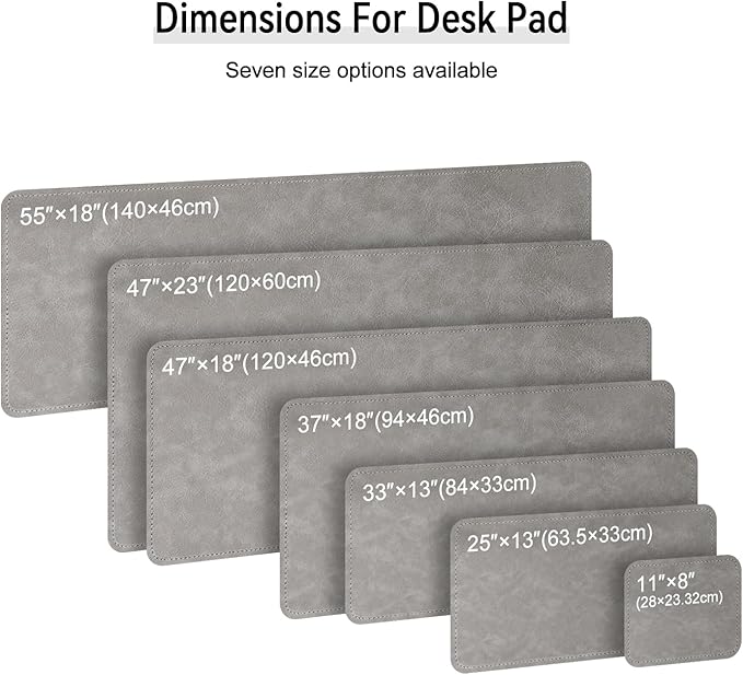 Imitation Crazy Horse Leather Desk Mat - Waterproof Desk Pad - Ideal for Large Mouse Pad and Desk Mats on Top of Desks (Light Gray+Light Blue, 25"*13")