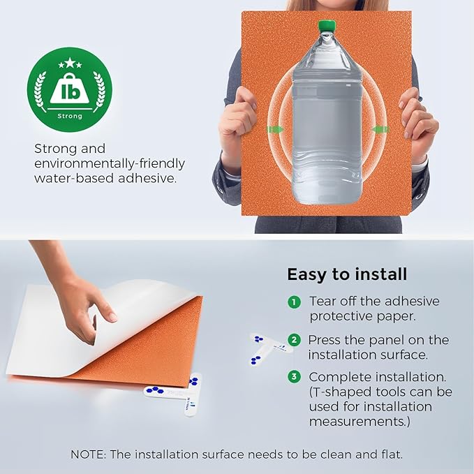 Self-Adhesive Acoustic Panels [390 lbs/yd³ Ultra-High Density], 2nd Generation Sound Absorbing Panel, Professional Level Sound Panel, Polyester Soundproof Foam [Rectangle, Orange]